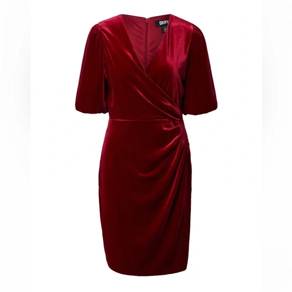 DKNY NWT Velvet Red Dress - Picture 2 of 3
